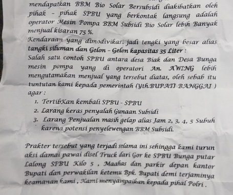 Sopir truk demo protes soal distribusi solar subsidi tidak maksimal di sejumlah SPBU dalam Kota Luwuk